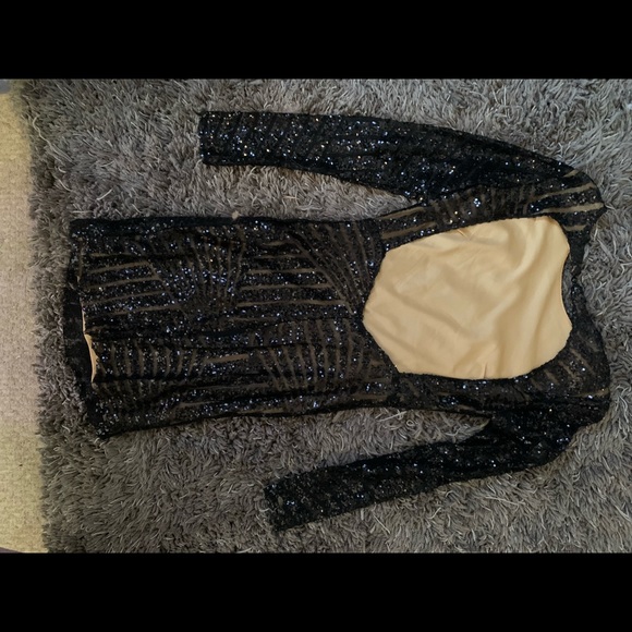 Black, back out, sequin, patterned dress - Picture 3 of 3